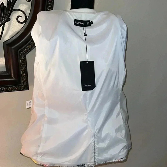 L'MOMO Women’s Abstract Sequin Lace Blazer with White Lapel Size 8 NWT - Picture 13 of 16